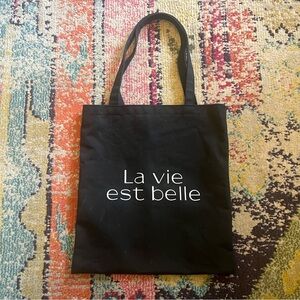 La Vie est belle Black Canvas Tote Bag Lancome
